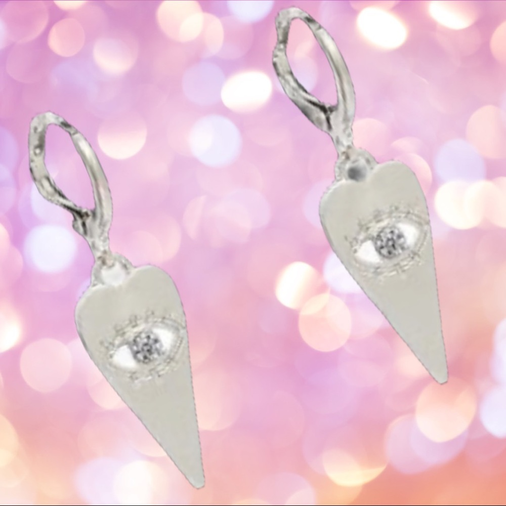 NEW Silver Tone Evil Eye Earrings